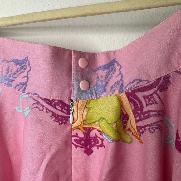 RARE Vintage Pink Tinker Bell Print Circle Skirt Lined Zip & Button Close S - Picture 6 of 9